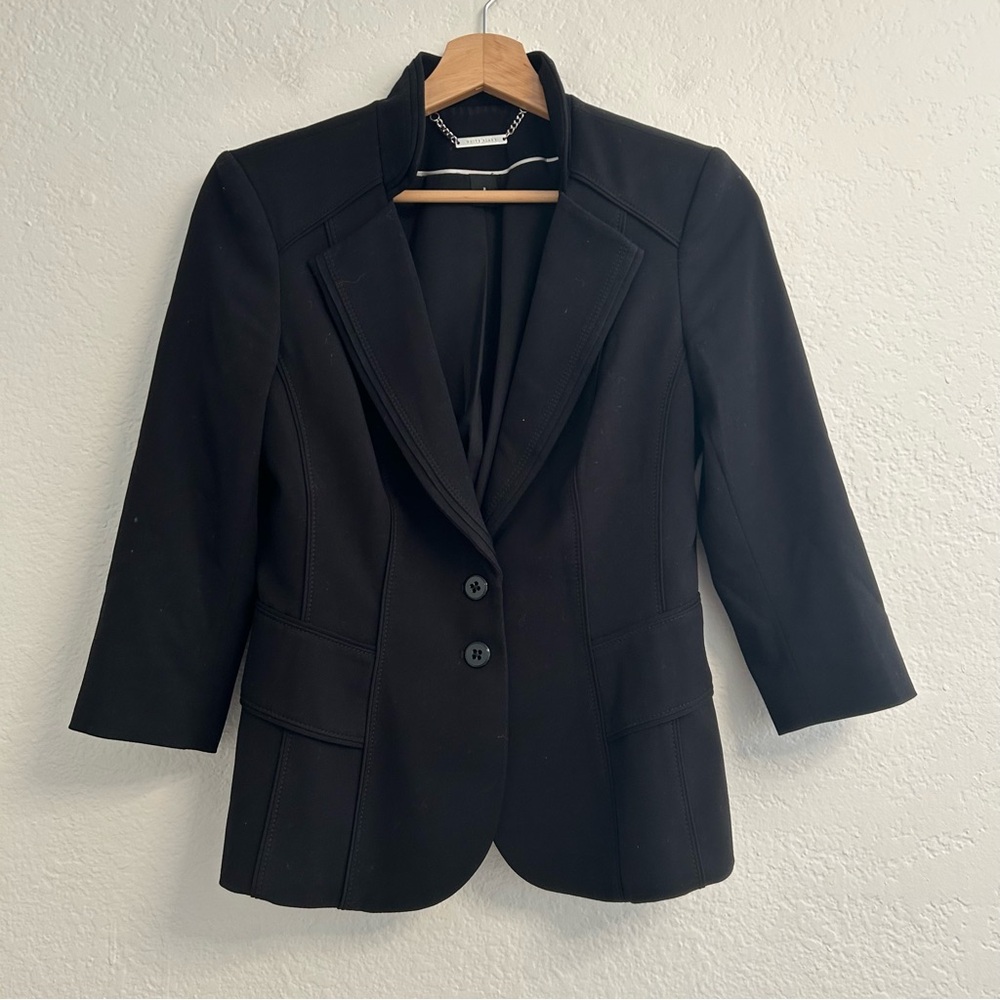 White‎ House Black Market Black 3/4 Sleeve Blazer, Size 2